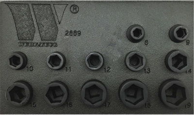 Welzh Werkzeug Stubby Short Impact Socket Set 3/8 12-Piece 8-19mm 2889-WW