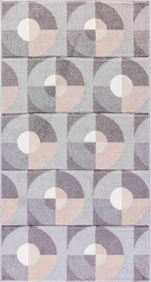 WENDY Scandi Geometric Grey Area Rug 80 x 150 cm