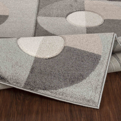 WENDY Scandi Geometric Grey Area Rug 80 x 150 cm