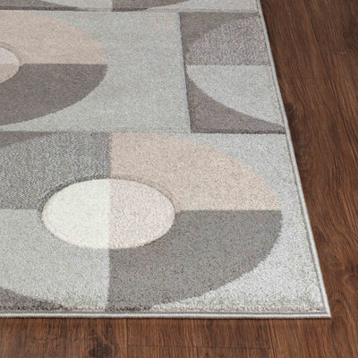 WENDY Scandi Geometric Grey Area Rug 80 x 150 cm