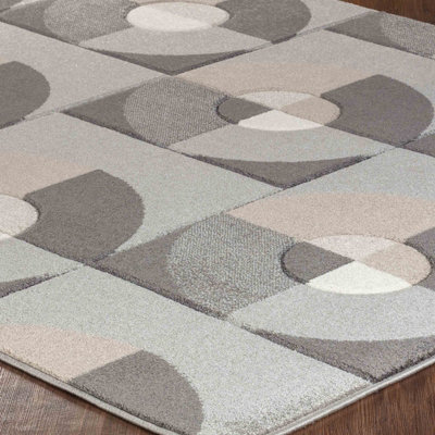 WENDY Scandi Geometric Grey Area Rug 80 x 150 cm