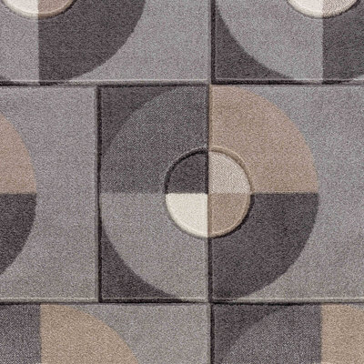 WENDY Scandi Geometric Grey Area Rug 80 x 150 cm
