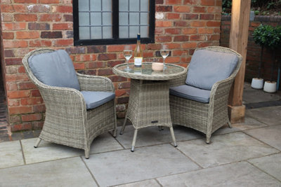 Wentworth 2 Seater Round Imperial Bistro Set Synthetic Rattan