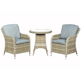 Wentworth 2 Seater Round Imperial Bistro Set - Synthetic Rattan - H74 x W70 x L70 cm - Beige