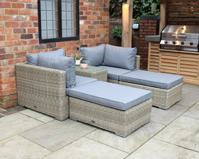 Wentworth 4 Seater Multi Relaxer Set with Cushions - Synthetic Rattan - H52 x W75 x L40 cm - Natural