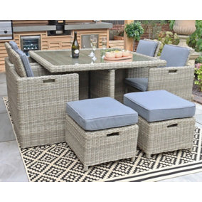 Wentworth 8 Seater Cube Set - Synthetic Rattan - H75 x W125 x L125 cm - Beige