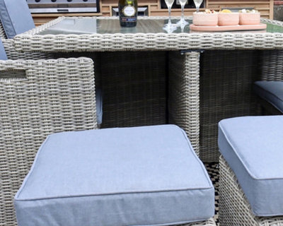 Wentworth 8 Seater Cube Set Synthetic Rattan H75 x W125 x L125