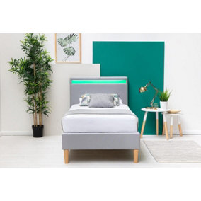 Wentworth LED Headboard Grey Fabric Bed Frame Single Bed Frame 3ft