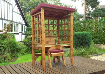 Wentworth Single Arbour - W120 x D92 x H194 - Fully Assembled - Burgundy - 3