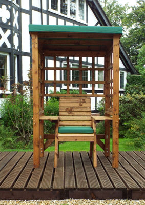 Wentworth Single Arbour - W120 x D92 x H194 - Fully Assembled - Green - 5