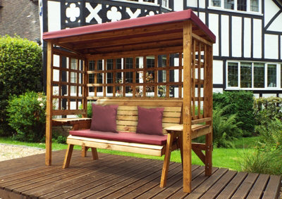 Wentworth Three Seater Arbour - W225 x D92 x H194 - Fully Assembled - Burgundy - 3