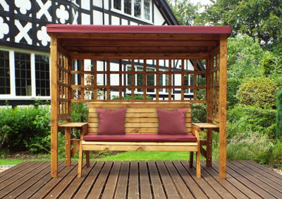 Wentworth Three Seater Arbour - W225 x D92 x H194 - Fully Assembled - Burgundy - 5