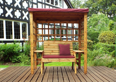 Wentworth Two Seat Arbour - W172 x D92 x H194 - Fully Assembled - Burgundy - 5