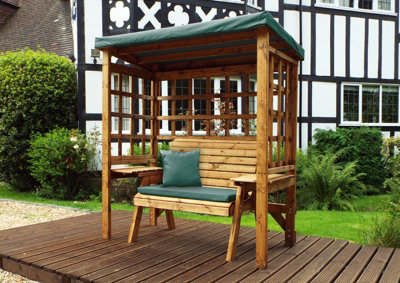 Wentworth Two Seat Arbour - W172 x D92 x H194 - Fully Assembled - Green - 3