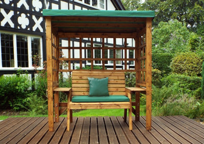 Wentworth Two Seat Arbour - W172 x D92 x H194 - Fully Assembled - Green - 5