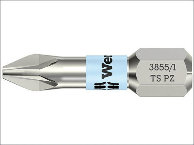 Wera - 3855/1 TS Pozidriv Torsion Stainless Insert Bit PZ2 x 25mm | DIY ...