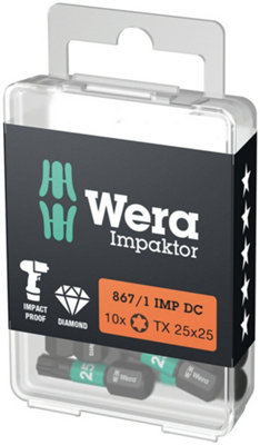 Wera - 867/1 IMP DC TORX DIY Impaktor bits, TX 20 x 25 mm, 10 pieces - 05057624001