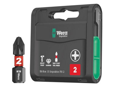 Wera - Bit-Box 15 Impaktor PH2 x 25mm, 15 Piece