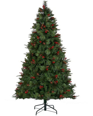 WeRChristmas Green Decorated Mixed Tip Berries and Pinecones Christmas ...