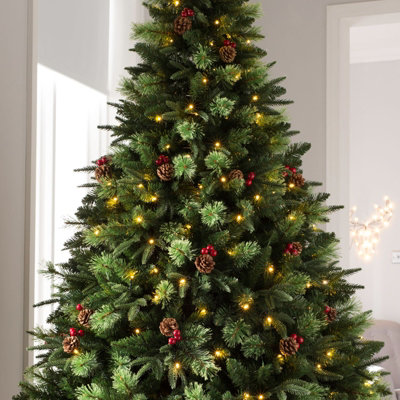 WeRChristmas Pre-Lit Victorian Christmas Tree with Berries, Pinecones ...