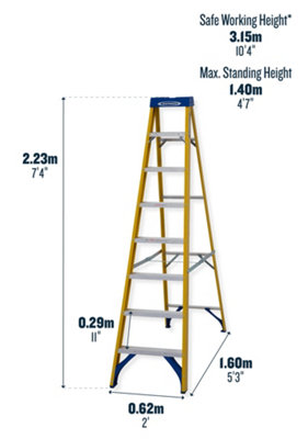 Werner Fibreglass Swingback Stepladder 8 Tread