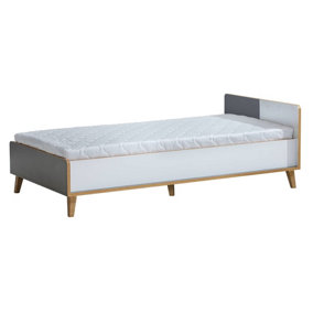 Werso Single Bed with Storage, Anthracite & Oak Riviera - W2000mm x H652mm x D1020mm