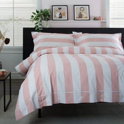 West End Stripe Duvet Cover Set, 100% Cotton, Breathable & Soft Bedding with Printed Modern Design