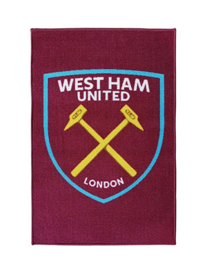 West Ham Football Themed Rectangular Rug 67x100cm Red Blue Colour