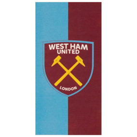 West Ham United FC Crest Beach Towel Sky Blue/Claret Red (140cm x 70cm)