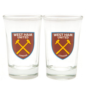 West Ham United FC Crest Shot Gl Set (Pack of 2) Clear (One Size)