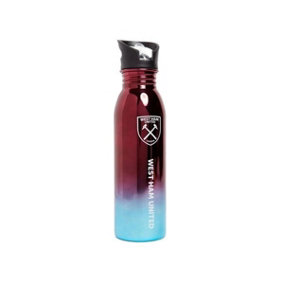 West Ham United FC Crest Stainless Steel Water Bottle Claret Red/Sky Blue (One Size)