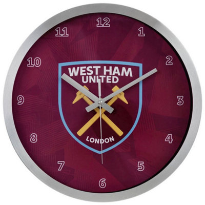 West Ham United FC Metal Geometric Wall Clock Claret Red/Sky Blue (One Size)