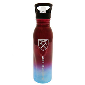 West Ham United FC Metallic Water Bottle Claret Red/Sky Blue (One Size)