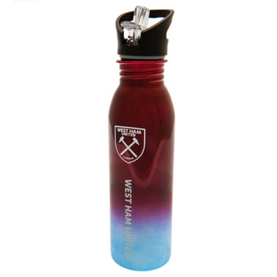 West Ham United FC Metallic Water Bottle Claret Red/Sky Blue (One Size)