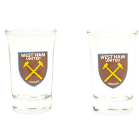 West Ham United FC Shot Gl Set (Pack of 2) Clear/Maroon (One Size)