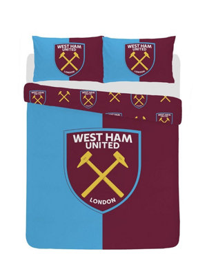 West Ham Utd Claret Sky Reversible Double Duvet and Pillowcase Set