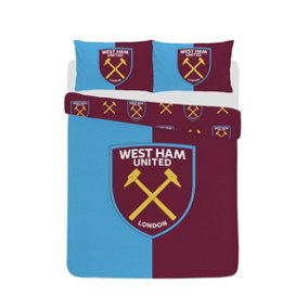West Ham Utd Claret Sky Reversible Double Duvet and Pillowcase Set