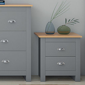 Westbury 2 Drawer Matt Grey Bedside Cabinet