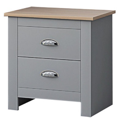 Westbury 2 Drawer Matt Grey Bedside Cabinet