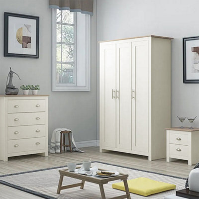 Westbury 3 Door Cream & Oak Wardrobe DIY at B&Q