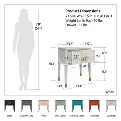 Westerleigh End Table with Drawer in Green