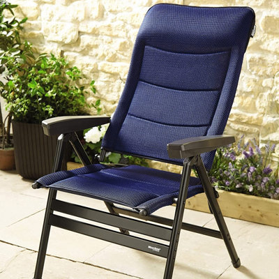 Westfield Extra Strong Wide Garden Recliner Chair Navy Padded Foldable Garden Sun Lounger L125 x W70 x H69cm DIY at B Q