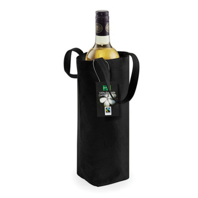 Westford Mill Cotton Bottle Bag Black (One Size)