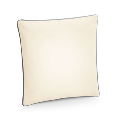 Westford Mill Fairtrade Cotton Piped Cushion Cover Natural/Light Grey (40cm x 40cm x 18cm)