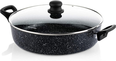Westinghouse Frying Pan With Lid Non Stick - 32 cm Saute Pan - Black Marble