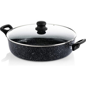 Westinghouse Frying Pan With Lid Non Stick - 32 cm Saute Pan - Black Marble