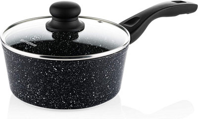 Westinghouse Non Stick Saucepan With Lid - 18 cm Black Marble