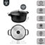 Westinghouse Performance Series Casserole Dish with Lid - 24cm Hob to Oven Cooking Pots - Lightweight Cast Aluminium - Black