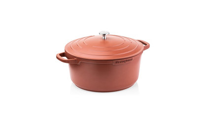Westinghouse Performance Series Casserole Dish with Lid - 24cm Hob to Oven Cooking Pots - Lightweight Cast Aluminium - Orange