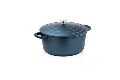 Westinghouse Performance Series Casserole Dish with Lid - 28cm Hob to Oven Cooking Pots - Lightweight Cast Aluminium - Blue